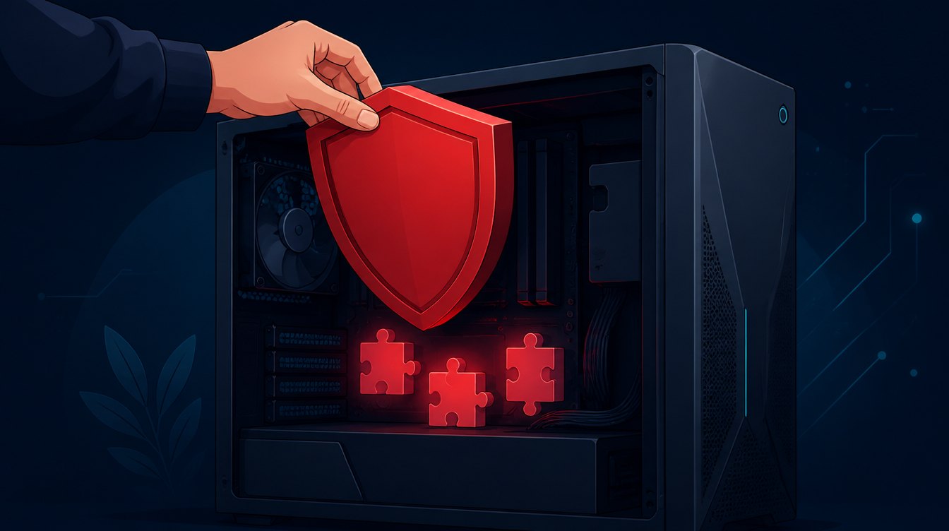 McAfee being removed from a PC while three hidden pieces stay behind inside